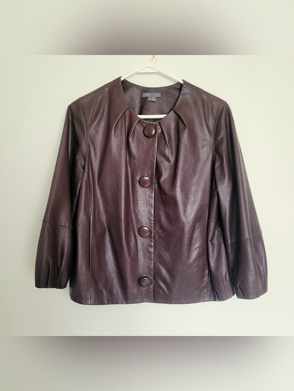 VINCE Women's Chocolate Brown Lambskin Buttery Leather Jacket Blazer M Excellent
